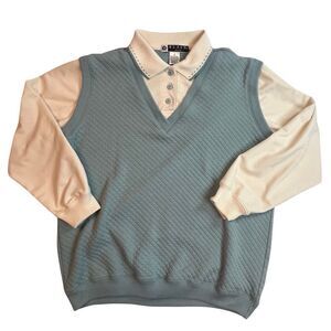 Blast Sweater Women Petite Medium Blue Sweater Vest Collared Vtg 90s Mom Blouse